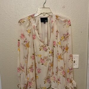 Lani Cream Floral Blouse with Pink and Yellow Accents